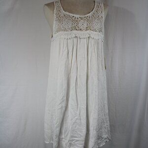 Altar'd State White Tunic Mini Dress Sleeveless Crochet Boho Women's M NEW